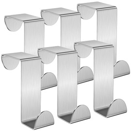 Shexkent Door Hooks, Over Door Hanger 6 Pack Stainless Steel Door Hanger - Coat Hooks - Over Door Hook Ideal for Bedroom, Bathroom, Kitchen, Wardrobe, Silver
