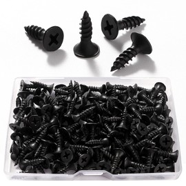 VooGenzek 150 PCS M3.5 * 16 mm Coarse Thread Point Drywall Screws, Phillips Countersunk Drywall Screws, Plasterboard Wood Screw, for Plasterboard, Drywall and Wood, Black