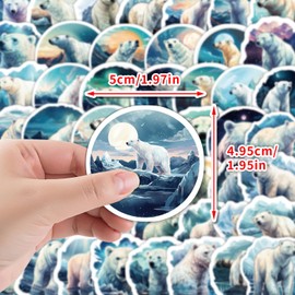 Polar Bear Sticker Pack of 50 Polar Bear Sticker Set Waterproof Vinyl Stickers for Laptop Children Cars Motorcycle Bicycle Skateboard Luggage Suitcase Computer Sticker Graffiti Decal