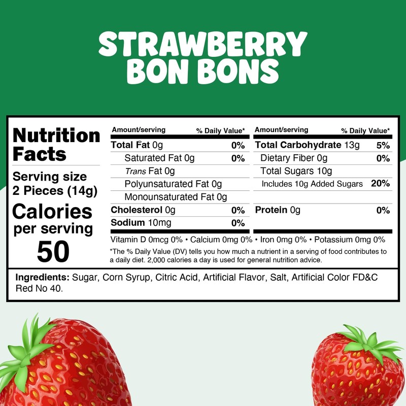 Strawberry Filled Hard Candy Bon Bons 2 lbs Bulk Pack