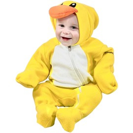 Snonook Fleece Baby Jacket - Winter Suit Bunting Bodysuit with Fold Over Mittens & Footies, Hooded & Zipper Down, Soft Cozy Warm Jumpsuit for Infants, Baby Duck, 2t