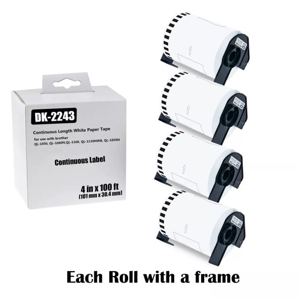 for Brother Printer 4Rolls 101mmx30.4m Continuous Tape DK-2243 for Brother