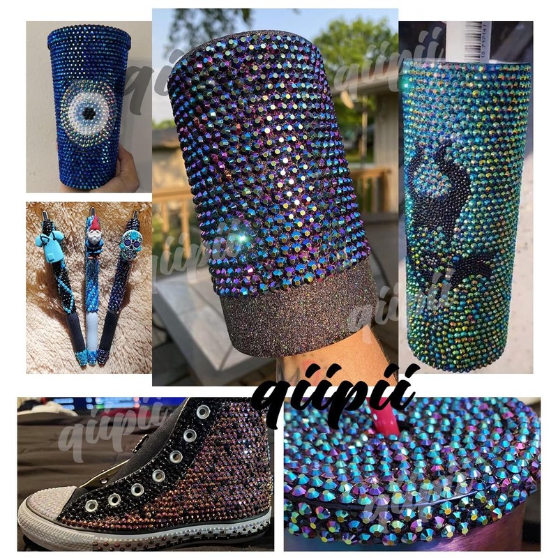 qiipii Ink Blue Resin Rhinestones for Crafting 3mm 4mm 5mm