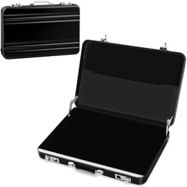 Hpbaggy Money Case as Money Gift, Voucher Packaging, Mini Briefcase, Aluminium with Snap Closure, Creative Gifts Suitable for Children and Friends, 100 x 65 x 17 mm (Black)
