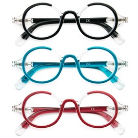 KoKoBin Lesebrillen für Frauen und Männer, Retro Round Oversized Frame Anti Blaulicht Brille mit Federscharnier (3er Pack, 1,5)