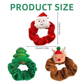 Pack of 3 Christmas Hair Bobbles, Christmas Bobbles Scrunchies for Women, Antlers Christmas Headband Hair Band Elastic Ponytail Holder Hair Ropes
