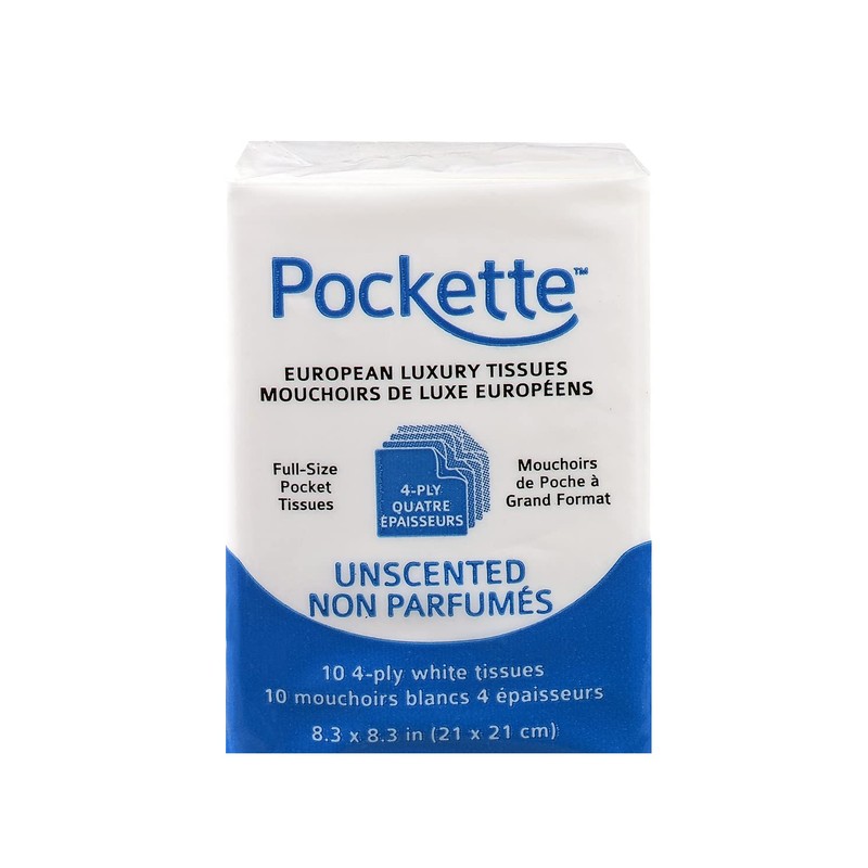 Pockette Premium 4-Ply Pocket Size Facial Tissues (Unscented) | 18