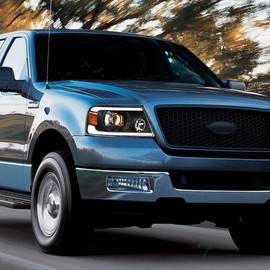 DRL LED Strip Tube Bar Black Housing Projector Headlights Signal Lamps Amber Reflector nb Compatible With 04-08 Ford F150 / 06-08 Lincoln Mark LT