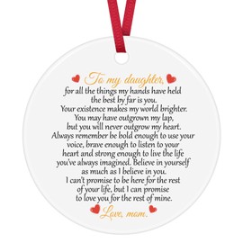 Daughter Gift from Mum To My Daughter Ceramic Ornament Keepsake Sign Christmas Ornament for Daughter Graduation Birthday Gifts for Daughter Wedding for Daughter