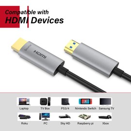 ATZEBE Fiber Optic HDMI Cable 30ft, Fiber HDMI Cable Supports 4K@60Hz, 4:4:4/4:2:2/4:2:0, HDR, Dolby Vision, HDCP 2.2, ARC, 3D, High Speed 18Gbps