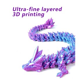 3D Printed Dragon,Chinese Dragon,Dragon Statue 12 in Fidget Toys for Autism/ADHD,3D Printed Gift Toy, Executive Desk Toys,Home Office Decor Purple
