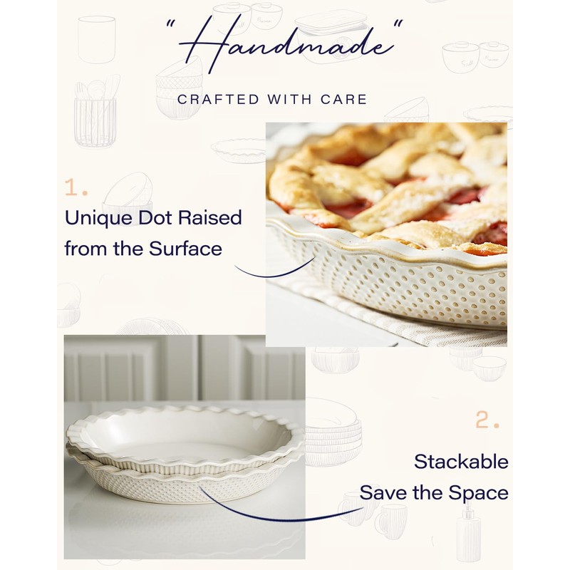 getstar Ceramic Pie Pan Set of 2, 9 inch Pie