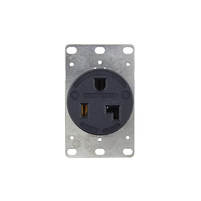 Hubbell HBL9308 2P3W, 30A 125V, 5-30R, Receptacle, black RTP, 5-30