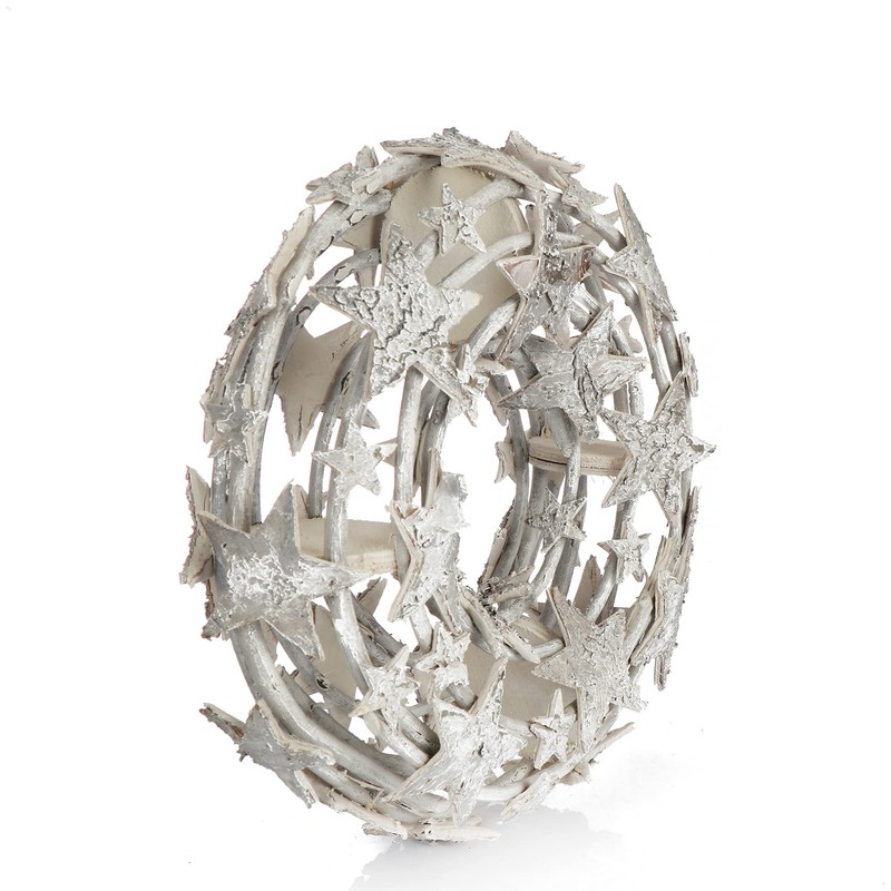 COM-FOUR® Vine Wreath with Stars, Decorative Table Wreath Made of