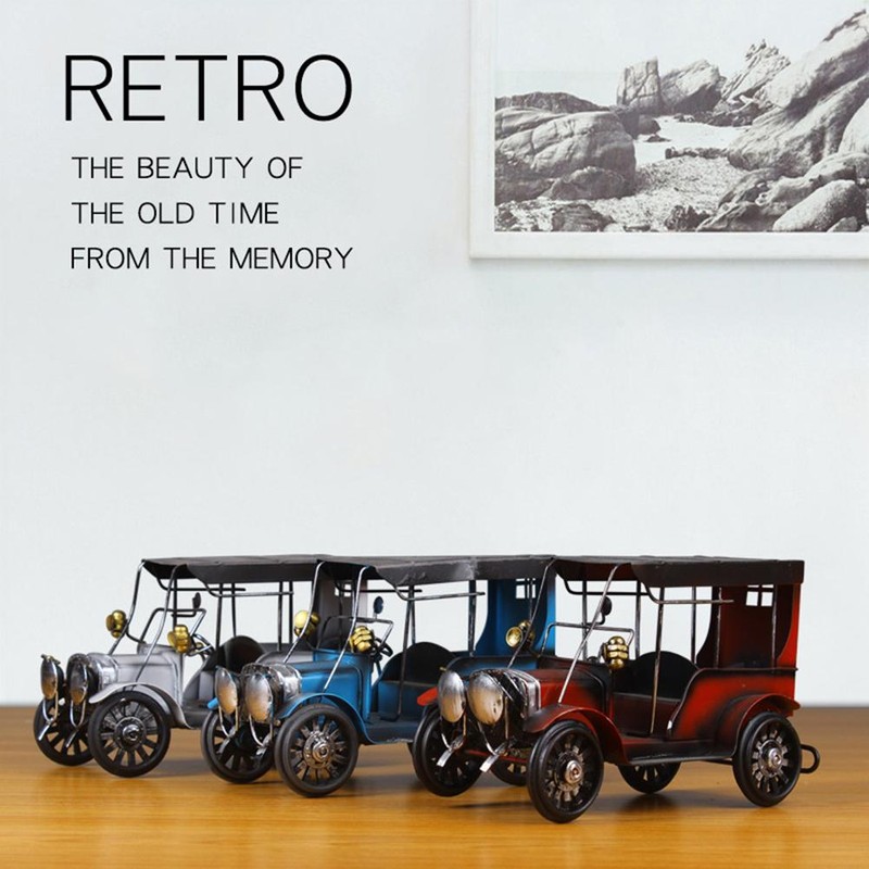 Retro Nostalgic Metal Crafts Car Models Ornaments Home Decoration for