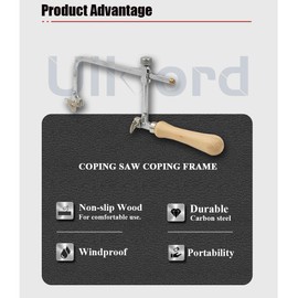 Coping Saw Coping Frame and 5 Replacement Blades Set (Woodworking, Wood Board, Plastic, and Metal Cutting Blade)