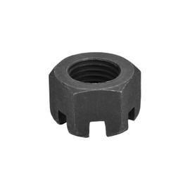 DTGN M27x2mm(DxP) Slotted Hex Castle Nuts - 1Pack - Good for Machinery Repairing - Carbon Steel Blackened Hexagon Nuts - Black