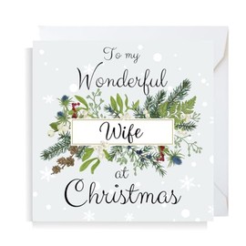 Second Ave Cute MIstletoe Wife Square Christmas Xmas Holiday Festive Greetings Card