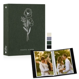 Lanpn Photo Album A5 50 Pictures Small Linen Slip-in Album for Portrait Photos Pictures Green