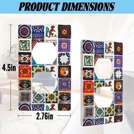 Duplex Receptacle Outlet Covers, Talavera Mexican Tiles 1-Gang Single Duplex Wall Plate Standard Size, Decorative Switchplate Covers Electrical Faceplate, Polycarbonate Thermoplastic