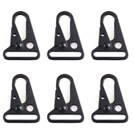 TRIWONDER Enlarged Mouth Clips HK Hook Heavy Duty Snap Hooks Sling Clips for Paracord Outdoors Bag Backpack (1.25" Black (6-Pack))