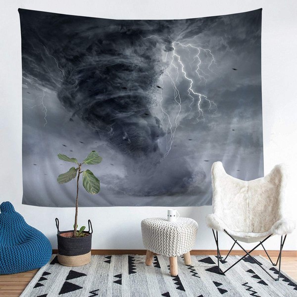 Feelyou Tornado Theme Wall Blanket Tornado and Lightning Pattern Wall