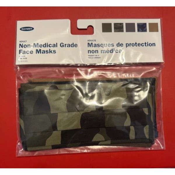 OLD NAVY 5 Pack Adjustable ADULT SIZE Face Masks BRAND