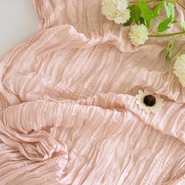 Cheesecloth Table Runner 10FT Gauze Boho Rustic Table Runner 35x120 Inch Long Table Runner for Wedding Baby Shower Bridal Shower Decoration(Dusty Pink)