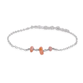 Sunstone Beaded Chain Bracelet in Stainless Steel