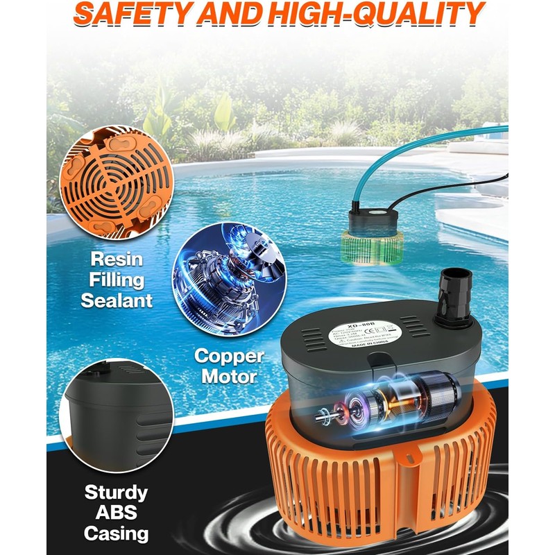 Pool Cover Pump above Ground - Submersible Water Sump Pump