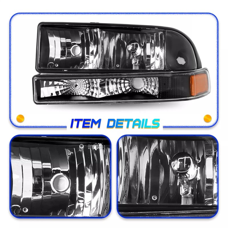 XuChenKJ Headlight Assembly w/Bulbs Compatible with 1998 1999 2000 2001