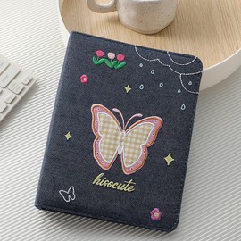 SZHTSWU A5 Binder Kpop Photocard Album with 20Pcs Inner 3 Inch Photo Album Sleeves in Loose Leaf Refillable 6 Rings Fabric Butterfly Embroidery Binder Cover Photocard Holder Book for Picture Cards