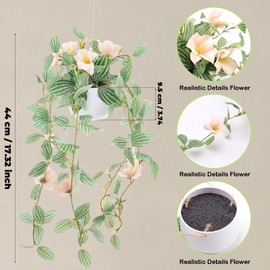 Kepfire 2Packs Faux Hanging Plants Artificial Decor Simulation Hanging Plants with Champagne Flower Samll Natural Ivy Greenery Décor Bedroom Garden Farmhouse Wall Shelf Indoor Outdoor