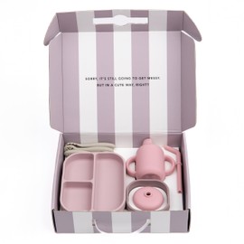 Bella Tunno Little Bites Bundle – Baby Feeding Set and Baby Led Weaning Supplies with 1 Baby Bowl, 1 Baby Plate, 3 Baby Utensils, 1 Cup, 2 Lids, 100% Food-Grade Silicone (Magic Meadow)