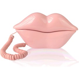 TelPal Landline Phones for Home, TelPal Corded Lip Phone, Retro phone 01-pink