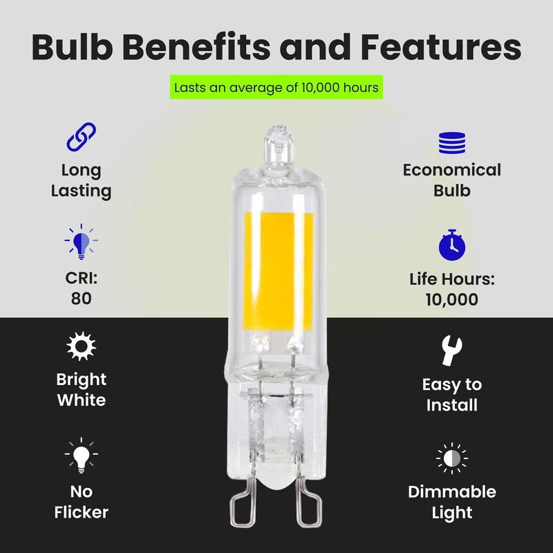 Feit Electric T4 LED Bulb G9 Base, Dimmable, 35W Equivalent,