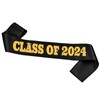 JOJO FLY Black Graduation Sash with Gold Glitter Letter Class