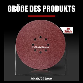GEOGIEEW Pack of 30 225 mm Velcro Sandpaper, 80 Grit 8 Hole, Suitable for Long Neck Sanders, Drywall Sanders, and Giraffe Sanders