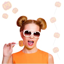 Fruidles Orange Pumpkin Tattoo Lollipop Suckers Candy, Great for Goody Party Bag Fillers, Individually Wrapped (5 Pounds (Bulk))