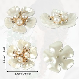 levylisa 20 PCS Pearl Flower Buttons Vintage Pearl Brooch for Jewelry Making, Wedding Rhinestone Button Charm Embellishments for Women DIY Clothes Bags Shoes Decoration