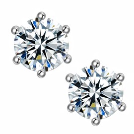 0.6-6ct Moissanite Earrings for Women Men, 6-Prong 925 Sterling Silver Moissanite Hypoallergenic Stud Earrings,Gift for Mother Mom Wife Girlfriend, with Certificate (White Gold, 1ct)