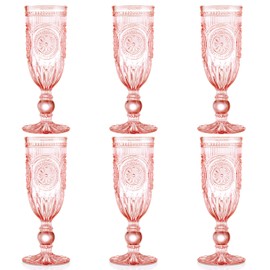 Yungala Pink Champagne Glasses set of 6 pink champagne flutes 100% dishwasher safe true pink glassware with vintage glassware vibes