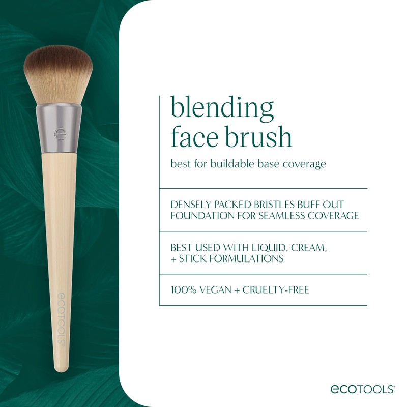 EcoTools Blending Face Makeup Brush, For Liquid & Cream Foundation,
