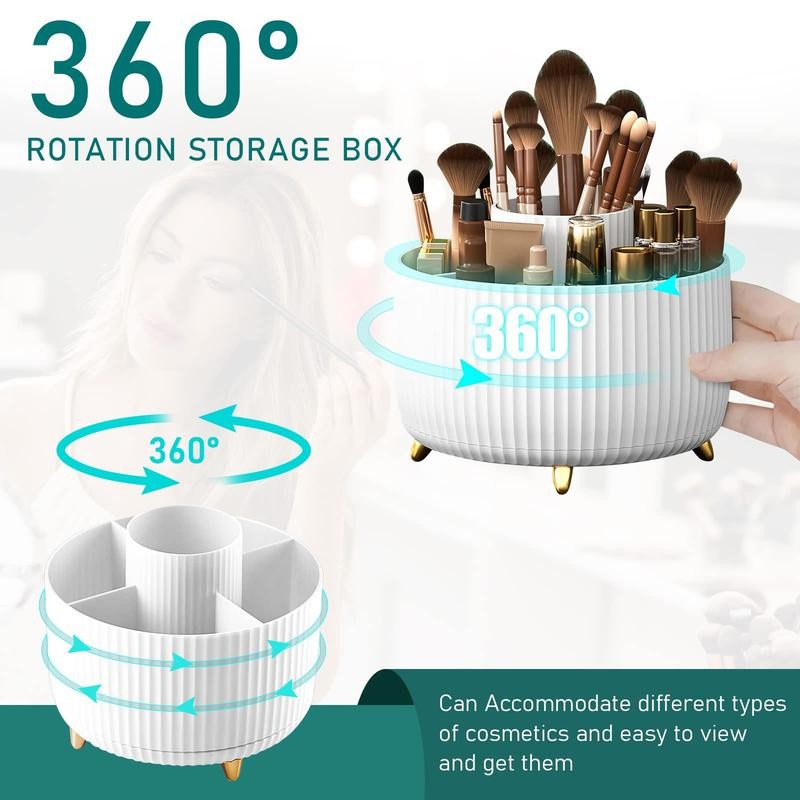 360° Rotating Brush Organizer – Vanity & Bathroom Storage Tray