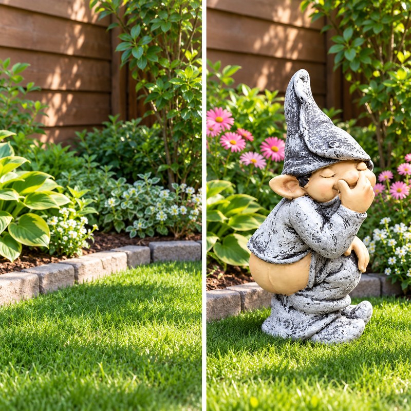 Mini Funny Resin Garden Gnome Statue, 5.12-Inch Small Outdoor Dwarf