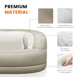 Calming Dog Bed for Small and Medium Dogs with Raised Edges, High Bolster Anti Anxiety Medium Dog Beds 3 High Sides Designed, Durable Cover Washable Dog Bed 39 x 28 x 16 inches Beige