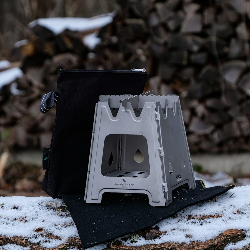 Boundless Voyage Outdoor Titanium Folding Wood Stove Camping Multi-Fuels Alcohol
