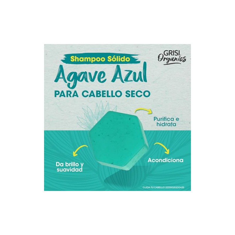 Shampoo Sólido Agave Azul para Cabello Seco, 75gr