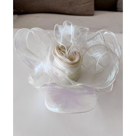 1-1/2 Inch Wide Iridescent Ivory Chiffon Ribbon 10 Yards Satin Organza Chiffon Ribbons for Flower Bouquets Gift Wrapping Wedding Decor Christmas Decoration