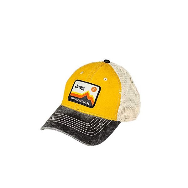 Jeep Have Fun Out There Patch Garment Washed Trucker Hat Unstructured Yellow